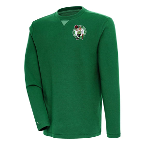 Boston Celtics Antigua Chest Logo Flier Bunker Crewneck Medium Dark Pine