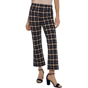 Women's Liverpool Los Angeles Stella Pull-On Kick Flare Dress Pants 8 Navy Plaid