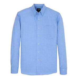 Men's Wrangler Cody Johnson Plaid Long Sleeve Button Up Shirt Medium Blue