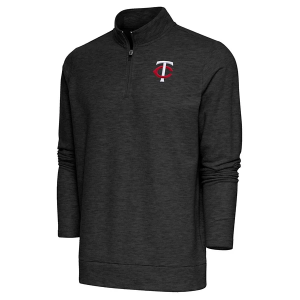 Minnesota Twins Updated Logo Gambit Long Sleeve 1/4 Zip XLarge Black Heather