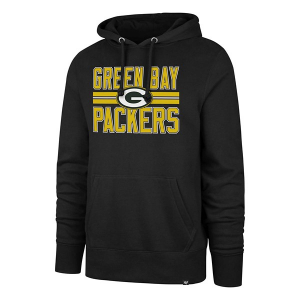 Green Bay Packers 47 Brand Block Stripe Headline Hoodie Large Black
