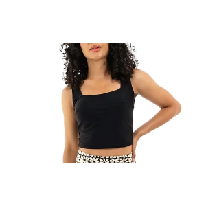 Women's Janela Bay Square Neck Crop Swim Tankini Contemporary XLarge Black