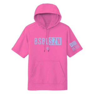 Men's Baseball Lifestyle BSBL-SZN Sleeve Hoodie V2 Baseball Mock Neck Sweatshirt Large Pink/Blue