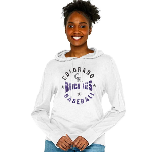 Women's Colorado Rockies Soft As A Grape Stitch Hoodie Medium White