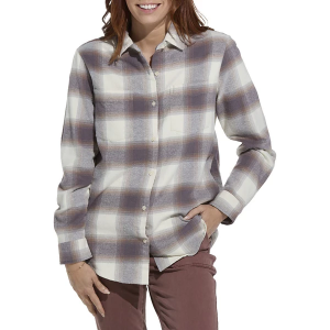Women's Thread & Supply Duncan Long Sleeve Button Up Shirt Medium Cream Espresso Plaid
