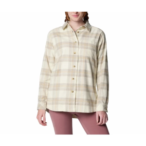 Women's Columbia Holly Hideaway(TM) Flannel Long Sleeve Button Up Shirt XLarge Chalk