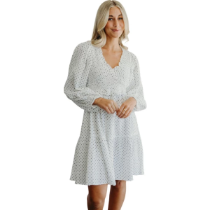 Women's Mikarose The Paris Dress Medium Black Polka