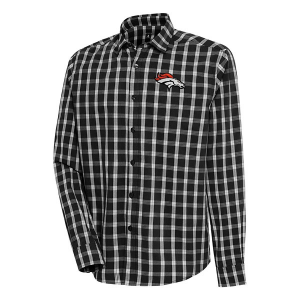 Denver Broncos Antigua Carry Long Sleeve Button Up Small Black/Grey/White