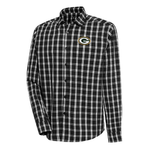 Green Bay Packers Antigua Carry Long Sleeve Button Up Small Black/Grey/White