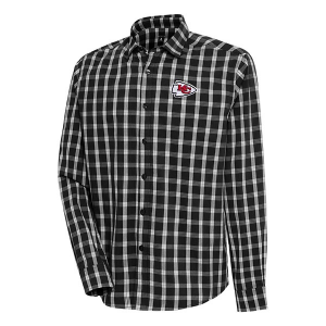 Kansas City Chiefs Antigua Carry Long Sleeve Button Up Small Black/Grey/White