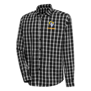 Los Angeles Rams Antigua Text Carry Long Sleeve Button Up Small Black/Grey/White