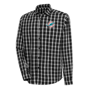 Miami Dolphins Antigua Carry Long Sleeve Button Up Small Black/Grey/White