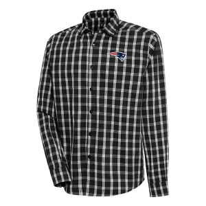 New England Patriots Antigua Carry Long Sleeve Button Up Small Black/Grey/White