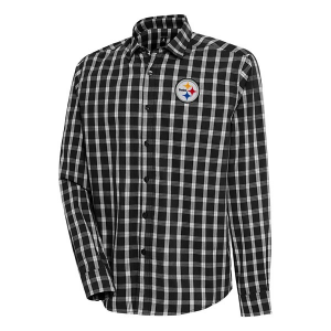Pittsburgh Steelers Antigua Carry Long Sleeve Button Up Small Black/Grey/White