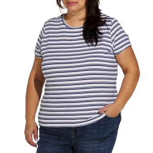 Women's Liverpool Los Angeles Classic Knit T-Shirt 3X White Indigo