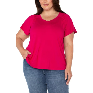 Women's Liverpool Los Angeles Flutter Sleeve T-Shirt 2X Cerise