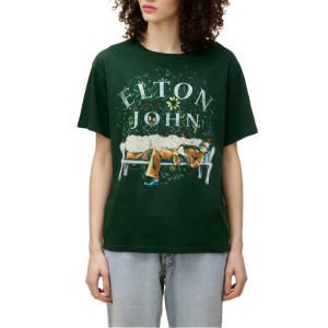 Women's Day Dreamer Elton John Floral Boyfriend T-Shirt Small Green