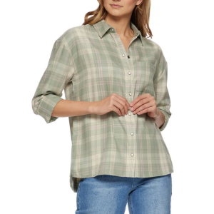 Women's Flag & Anthem Eric Woven Long Sleeve Button Up Shirt XLarge Green Plaid