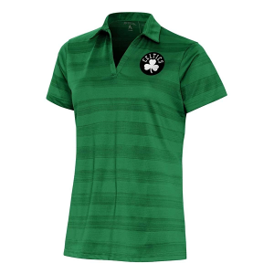 Women's Boston Celtics Brushed Metallic Compass Antigua Polo XSmall Dark Pine