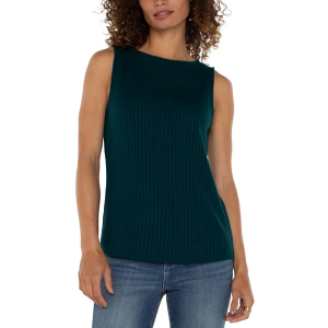 Women's Liverpool Los Angeles Rib Knit Boat Neck Tank Top Small Dark Forest