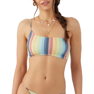 Women's O'Neill Beachbound Stripe Seal Beach One Shoulder Swim Bikini Top Juniors XLarge Multi