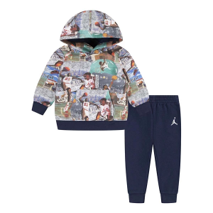 Jordan Brooklyn Print Pullover Set Baby 12 mo. Midnight Navy