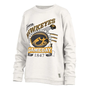 Iowa Hawkeyes Pressbox Women's Crew 2XLarge White