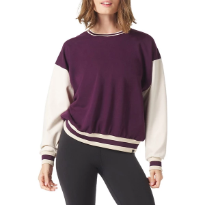 Women's Glyder Varsity Crewneck Sweatshirt Medium Mulberry Oatmilk