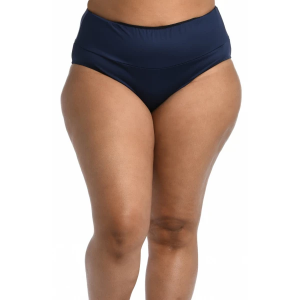 Women's 24th & Ocean Solid High Waisted Swim Bottoms Misses 20 Midnight