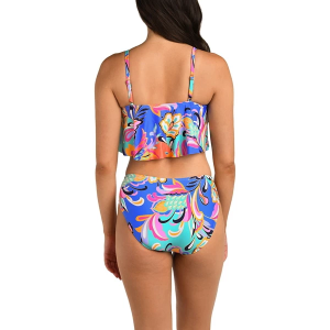 Women's 24th & Ocean Handkerchief Flounce Swim Bikini Top Misses 8 Prima Paisley