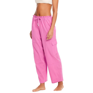 Women's Sanctuary Coastal Baggy Barrell Cargo Pant Swim Cover Up Medium Fuchsia