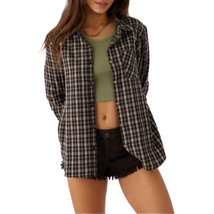 Women's O'Neill Logan Long Sleeve Flannel Large Chocolate