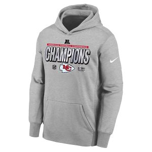 Kids' Kansas City Chiefs Nike AFC Conference Champions Trophy Hoodie Small Grey