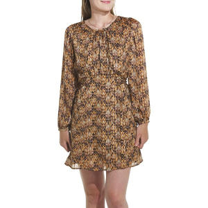 Women's Dex Clothing Print Babydoll Dress Medium Bronze