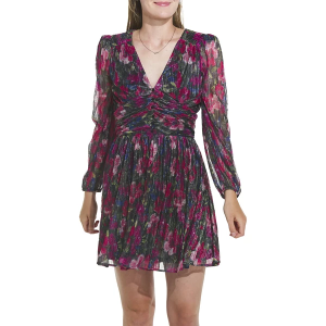 Women's Dex Clothing Floral Babydoll Dress Large Metallic