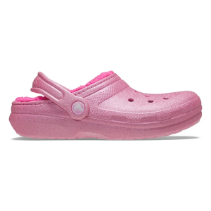 Girls' Crocs Classic Glitter Lined Casual Clogs Regular 4T Pink Tweed
