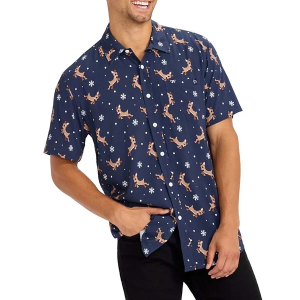 Men's Tipsy Elves Rudolph Button Up Shirt Large Navy