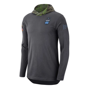 North Carolina Tar Heels Nike Hooded Military T-Shirt Medium Anthricite
