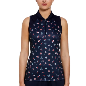Women's PGA Tour Summer Fun Sleeveless Polo XSmall Peacoat