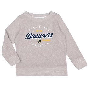 Kids' Girls' Milwaukee Brewers Soft As A Grape Melange Pops Crew Large Grey Heather