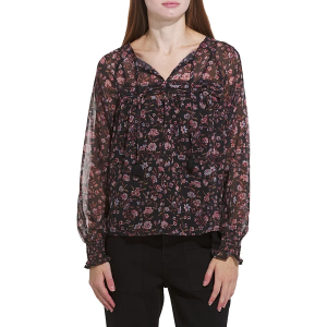 Women's Flag & Anthem Chelsea Pintuck Long Sleeve Blouse Large Multi Floral