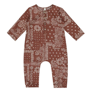 Girls' Rylee + Cru Woven Long Sleeve Jumpsuit Toddler 2/3T Brick Bandana