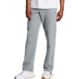 Men's Champion Powerblend Open Bottom Sweatpants Small Oxford Grey Regular