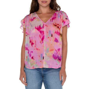 Women's Liverpool Los Angeles Shirred Blouse Small Fuchsia