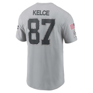 Kansas City Chiefs Nike Travis Kelce #87 2024 Salute To Service Name & Number T-Shirt Medium Silver
