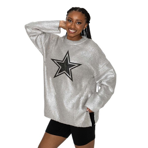 Women's Dallas Cowboys Gameday Couture Shine Down Hoodie Medium Silver