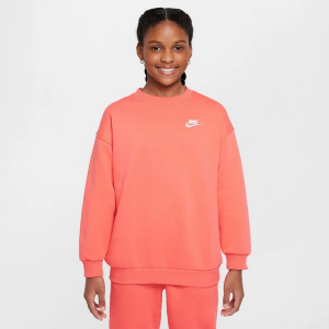 Kids' Nike Sportswear Club Fleece Oversized Crew Neck Sweatshirt Large Magic Ember/White