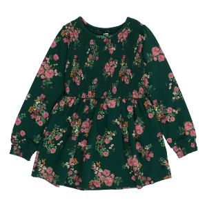 Girls' Nano Noruk Smocked Floral Garden Tunic Dress 4T Royal Green
