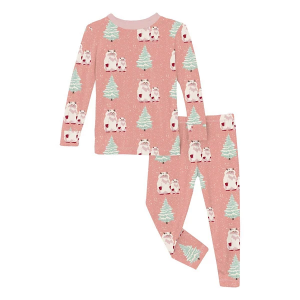 Girls' Kickee Pants Print Long Sleeve Pajama Set Toddler 2T Blush Yeti