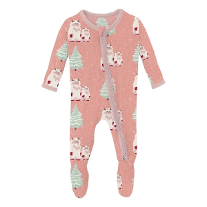 Kickee Pants Muffin Ruffle Footie Pajamas Baby 9/12 mo. Blush Yeti